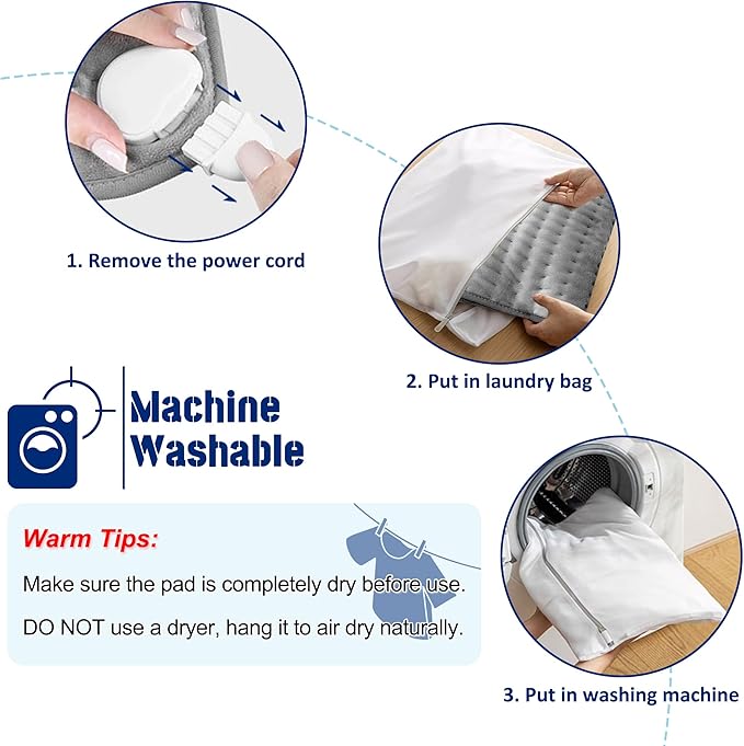 40"X20" Electric Heating pad with 6 Heat Settings, Auto Shut Off, Silver Gray Dry Electric Heating for Back Neck Knee Arms Legs Shoulder Heat Pads for Christmas Birthday Father's Day Mother's Day