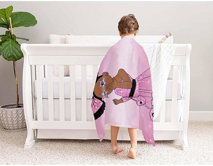 D-Story Custom Blanket Personalized with Name Text, Customized Flannel Throws Blankets Black Girl Blanket for Newborn, Toddler on Baby Birthday