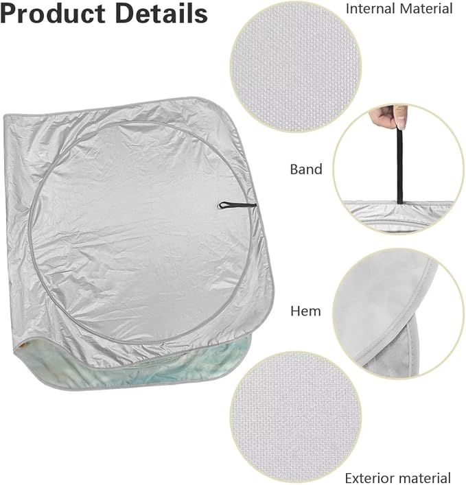 Beach Seashell Windshield Sun Shade Foldable Car Front Window Sunshade with Storage Bag Universal for Car Truck SUV Reflective Sun Visor Protect Car from Sun Rays & Heat Damage