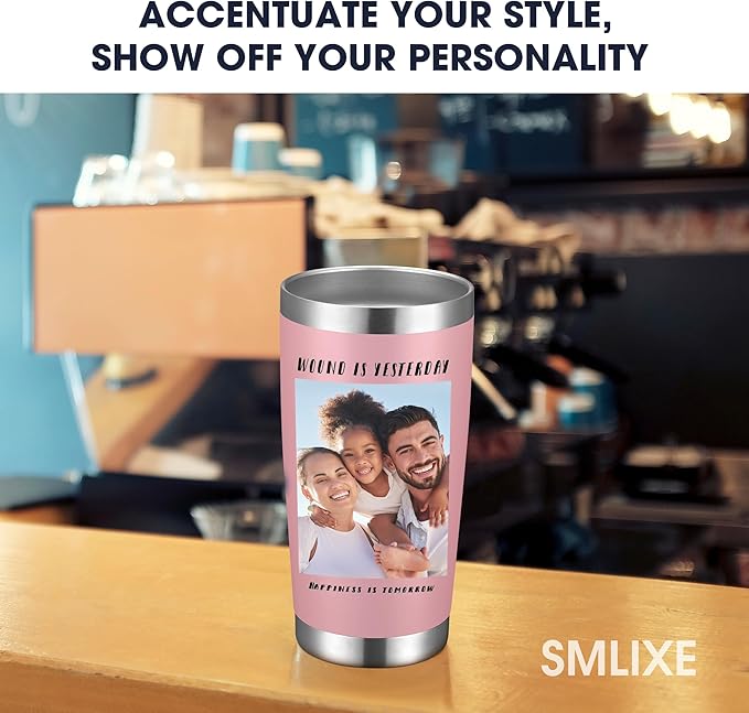 Personalized Custom Tumbler Print in USA 96 Pcs 20oz Stainless Steel Coffee Cup with Lid & Straw Double Wall Insulated Tumbler with Colorful Text Logo Photo