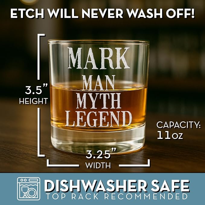 Personalized Fathers Day Engraved 11oz Whiskey Glass, Custom Dad Gifts, Etched Bourbon Glass, Customized Father Birthday for Him Husband Groomsmen Gifts, Unique Message, Prime Your Text Here