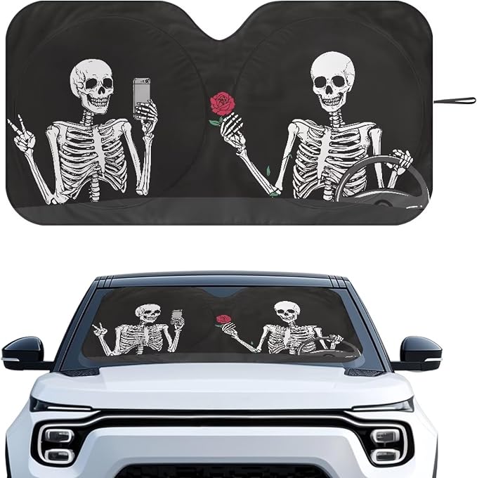 Funny Skeleton Vehicle Windshield Protecion Stylish Automotive Interior Cover Sun Visor Protector for Front Window Fashion Car Accessories