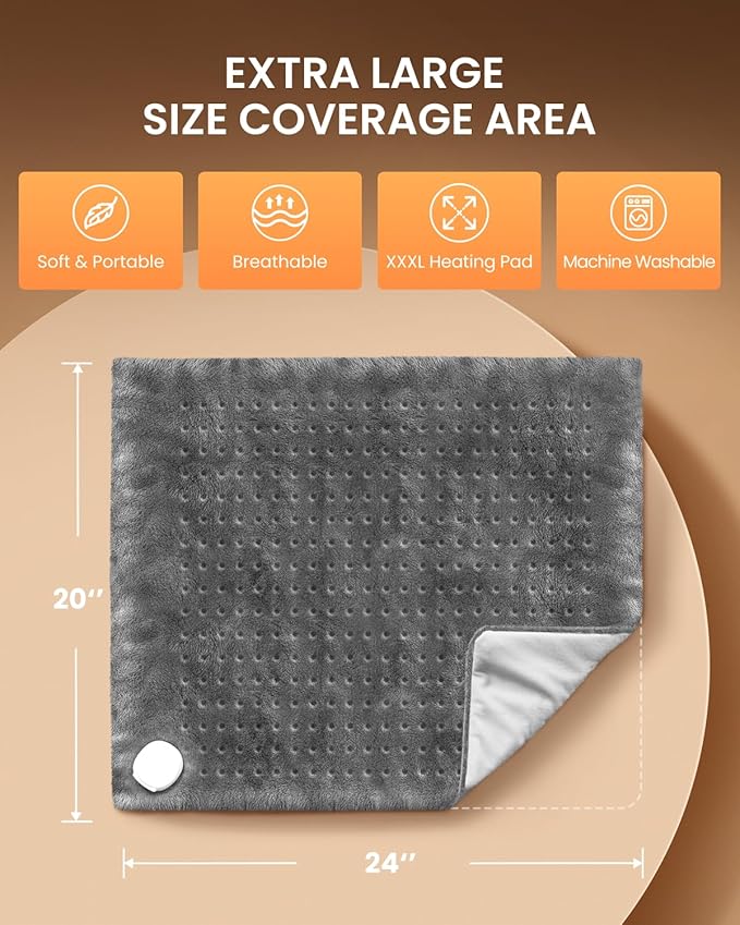 RENPHO Heating Pad for Back Pain & Cramps Relief, Extra Large Heating Pads for Full Body 20"x24", Mothers Day Gifts for Mom & Birthday Gifts for Women Men, Hsa Store Eligible Items, ETL Certified