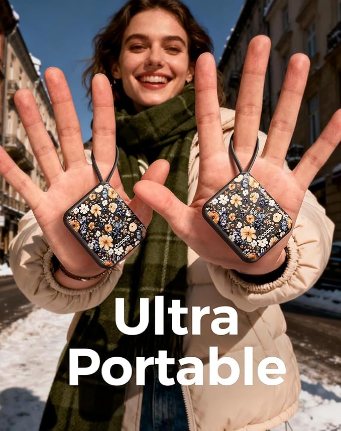 OCOOPA Hand Warmers Rechargeable, Smart Temp Control,100℉ -126℉, UL Safe, 7H*2 Long Battery, Small Palm-Sized Slim Fits Gloves, Purse, Camping, Travel, Cold Hands Gifts Women,UT5 Nano
