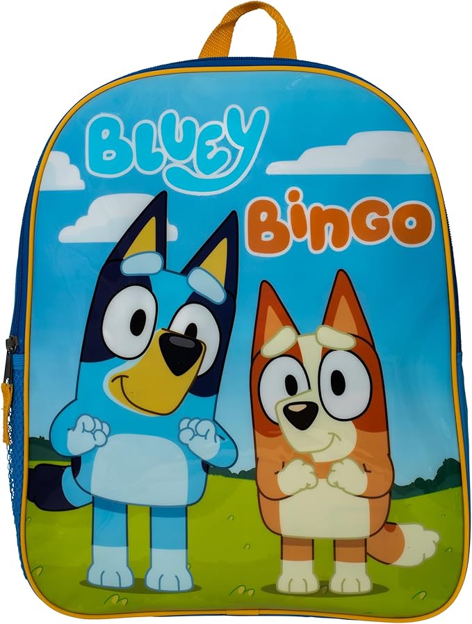AI ACCESSORY INNOVATIONS Bluey & Bingo Kids Backpack, 15" Girls & Boys School Bag, Blue