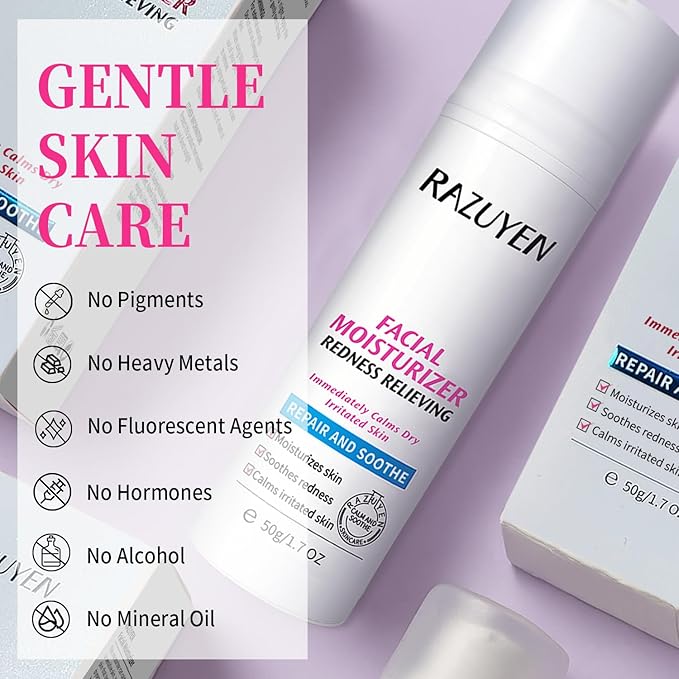 Panthenol Cream, Soothing Face Repair Cream for Sensitive Skin, Fragrance Free, Non-Comedogenic, Hypoallergenic, Ceramide Moisturizer for Calming and Hydrating Skin, 1.7 Oz