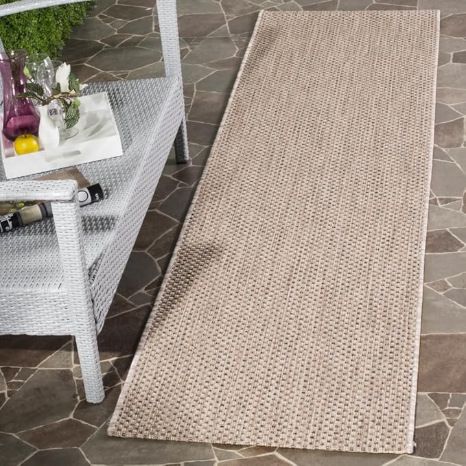 SAFAVIEH Washable Rug Outdoor Courtyard Collection - 2'3" x 10' Runner, Beige & Brown, Non-Shedding & Easy Cleaning, Ideal for Patio, Entryway, Mudroom, Hallway, Kitchen (CY8521-36312)