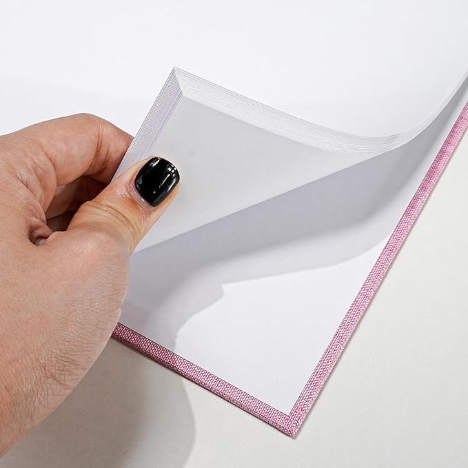10x10 Inch Scrapbook DIY Photo Album Linen Cover Hardcover White Pages 40 Sheets Small Scrap Memory Book Pink