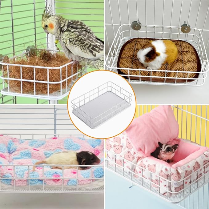 Rat Cage Platform with Mat, Chew Resistant Hanging Squirrel Ledge | Hanging Guinea Pig Cage Small Animals Platform Accessories, Animal Habitat Chinchilla Bed for Squirrel, Hamster, Parrot