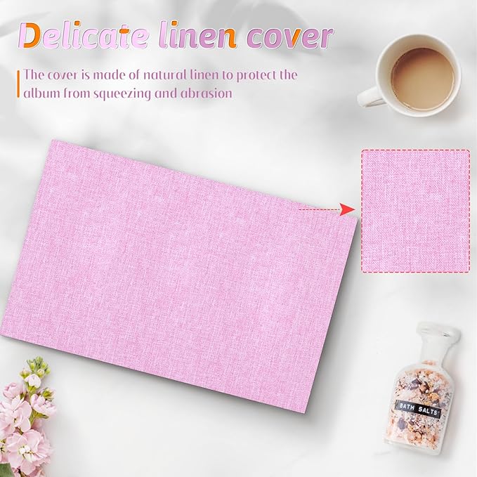 Popotop Photo Album 4x6 48 Pockets for Wedding Gifts,Linen Hardcover Picture Albums for Family Anniversary Baby Vacation Pictures