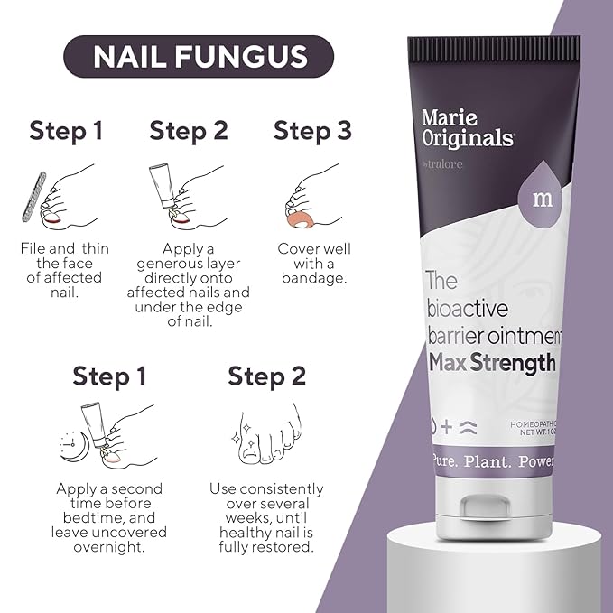 Marie Originals Bioactive Barrier Ointment | Plant-Powered Formula - Rapid Relief for Jock Itch, Ringworm, Anti-Itch, Skin, & Nail Fungus - Fast Recovery Solution -1oz