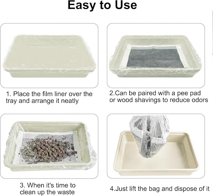 50 Pcs Disposable Rabbit Cage Liner Litter Box Liners Pet Tray Film Bags | Quick Cleanup Leak-Proof Small Animal Toilet Plastic Film Cover for Guinea Pig Bunny Bird Chinchilla