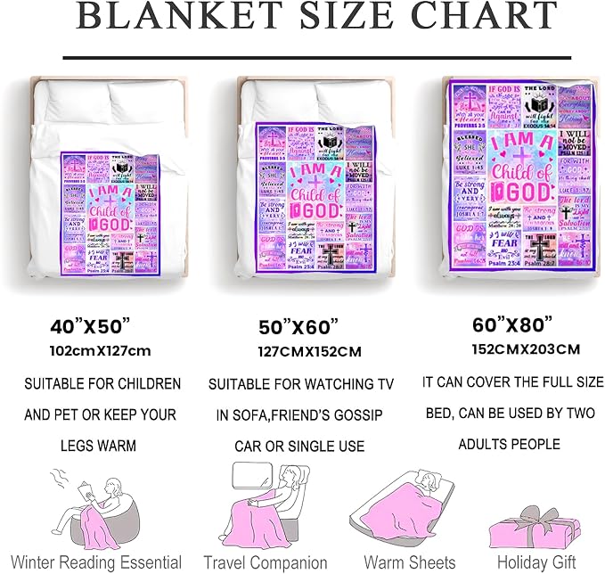 Christian Gifts for Women Blanket Throw Lcobion Bible Verse Blankets I Am A Child of God Blanket Prayer Plush Spiritual Inspirational Religious Baptism Gifts for Girls Women 80"X60"