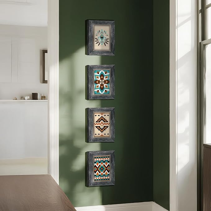 XUANLUO 4x6 Picture Frames Set of 4 Rustic Retro Photo Frame with HD Plastic Cover for Wall Mount and Tabletop Display Family Friends Wedding Gift