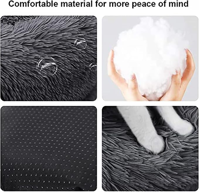 Dog Bed for Medium Large Dogs, 36 inch Calming Dogs Bed, Washable-Round Cozy Soft Pet Bed for Puppy and Kitten with Slip-Resistant Bottom