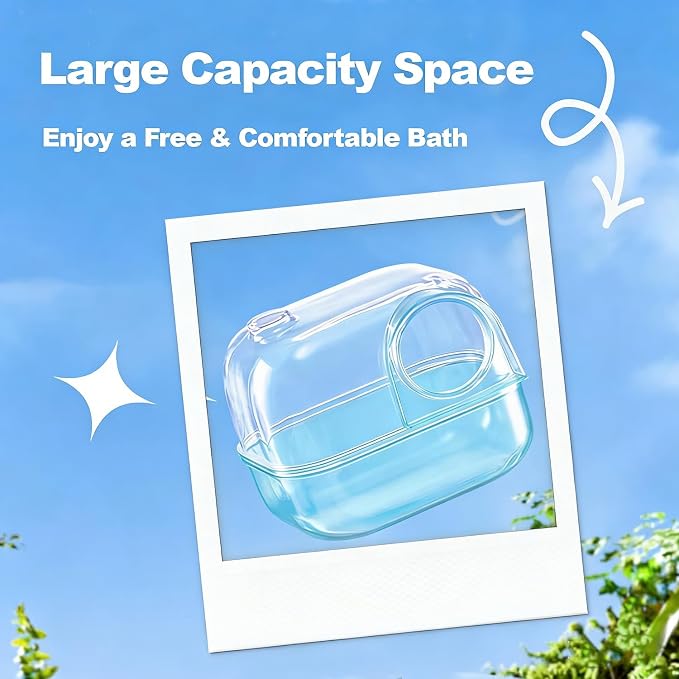 Hamster Sand Bath Box, Polaroid-Inspired Acrylic Hamster Bathroom & Dig Box forSyrian Hamster & Dwarf Hamsters, Large Capacity Substrate Container with Cleaning Shovel(Green)