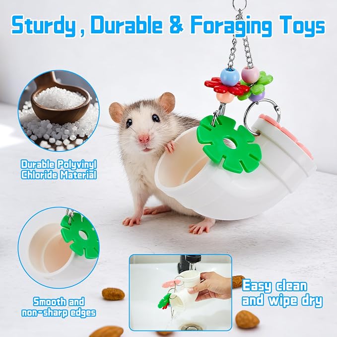 AOWPFVV Rat Enrichment Toys,Hanging Rat Foraging Toy for Cage Accessories | Slow Feeder Fancy Cage Puzzle Toy for Rats & Mice&Birds,Boredom Breaker and Keep Teeth Health