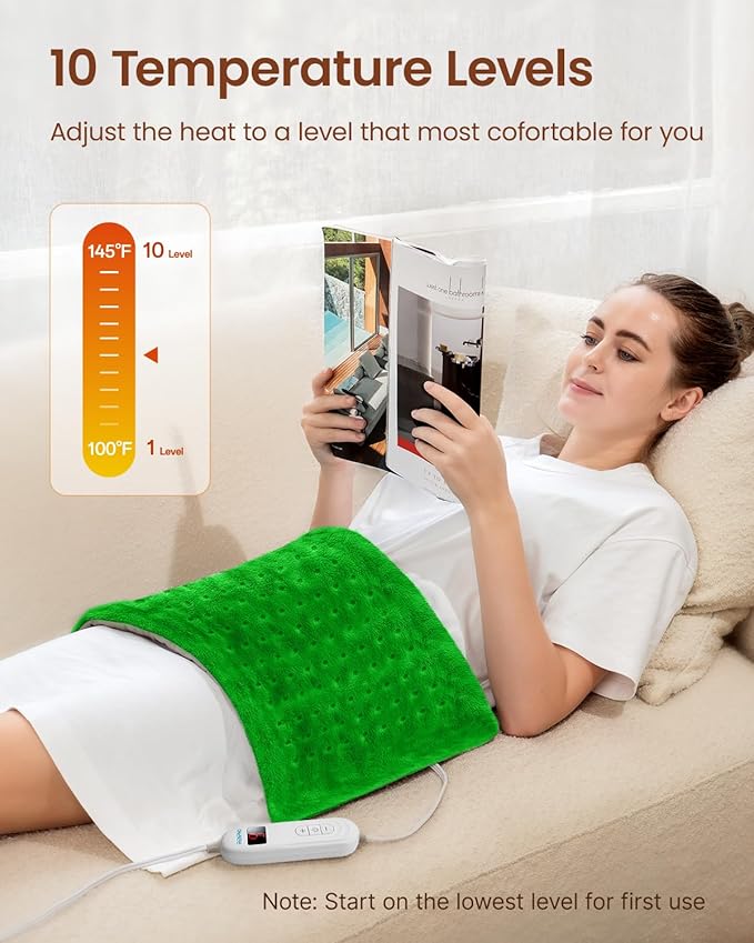 RENPHO Heating pad for Back Pain, Heating Pad for Neck and Shoulder and Back with Auto Shut Off, Mothers Day Gifts for Mom Wife, FSA Eligible, ETL Certified, 12"x24", Green
