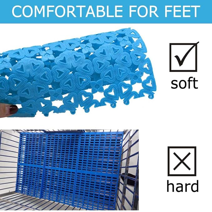 kathson Rabbit Cage Mat Floor Plastic Mats Feet Pads for Pet Cats Dogs Bunny Hamster Rat Chinchilla Guinea Pig (6 Pack)
