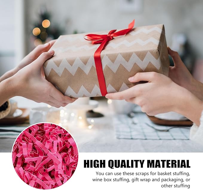 ZEBMOON 1 LB Fuschia Crinkle Cut Paper Shred Filler Great for Gift Wrapping, Basket Filling, Birthday, Wedding, Halloween, Thanksgiving, Christmas Day, New Year Party Decorations Filling Supplies