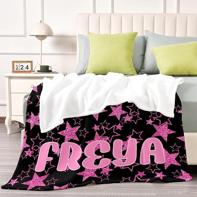 Custom Initial Baby Name Blanket - Personalized Throw Blanket for Babies Kids Adults (Initial & Name Design)