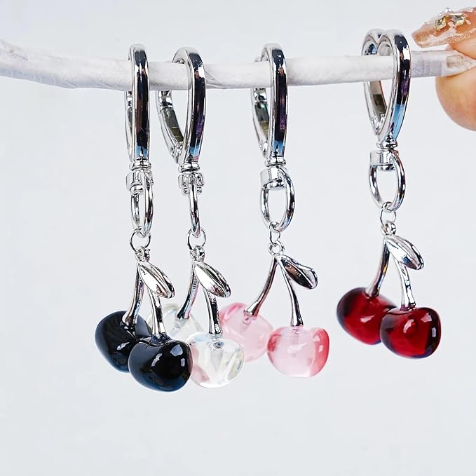 Agromusk Cute Cherry Keychain,Kawaii Cherry Bag Purse Charms for Women Car Keys Decor Gifts Stuff Accessories