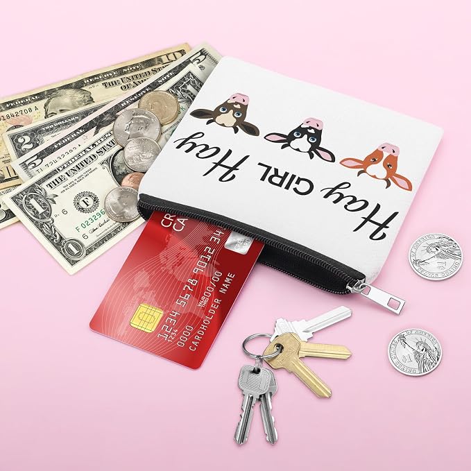 Cow Lover Gift Coin Purse for Women Cow Themed Gift Friend Cowgirl Christmas Graduation Birthday Gifts Coin Pouch Animal Lover Best Friend Sister Christmas Birthday Gifts Zipper Change Pouch