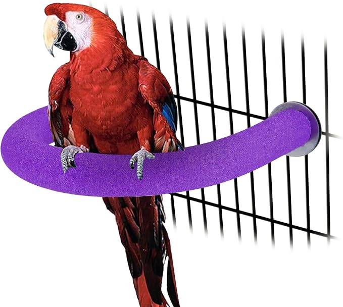 Rypet U-Shaped Large Parrot Perch, Quartz Bird Perch for Cage(Purple XL) | Safe Chew & Rest Perch for Large Birds, Durable Non-Toxic Cage Accessory, for Parakeets Cockatiels Conures Macaws
