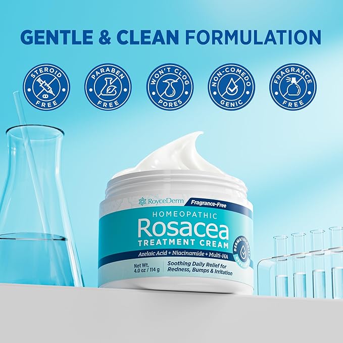 Roycederm Rosacea Treatment for Face with Azelaic Acid – Redness Relief & Corrector – Sensitive Skin Moisturizer for Redness, Bumps & Irritation with & Sulphur, Niacinamide, Centella & Ceramides
