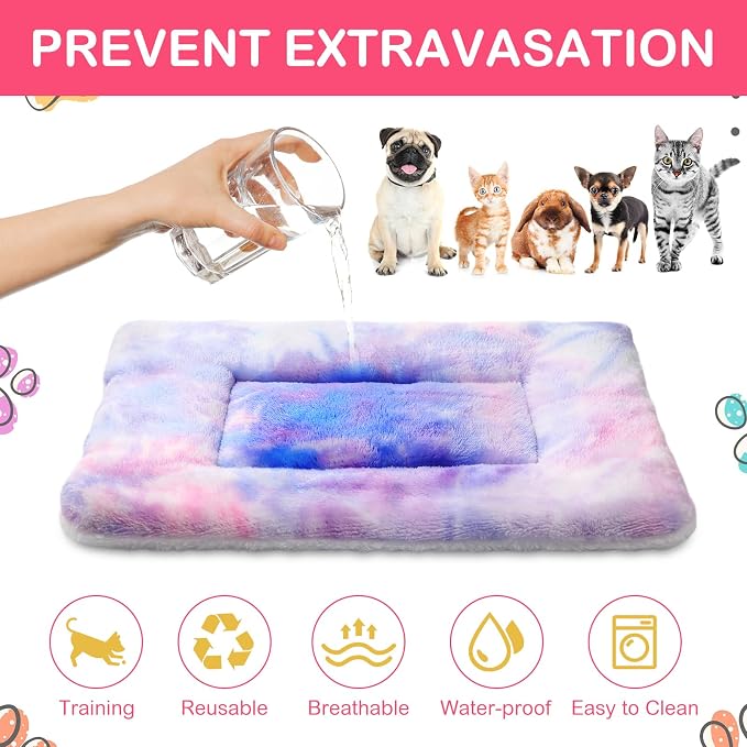 Haull 4 Pcs Waterproof Guinea Pig Bedding Soft Dog Cat Bed Crate Mat Small Animal Plush Cage Liners Rabbit Bunny Kennel Pad Reversible Cozy Pee Thickened Hamster Pad(Tie Dyed,18 x 24 Inch)
