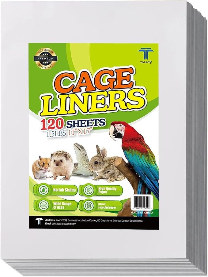 TORTO9 Cage Liner Sheets for Birds – 120 Pack, 11 x 17 in, 1.5 lb | Acid-Free & Non-Toxic Paper | Safe Pet Bedding, Craft Supply, Packing & Shipping Use