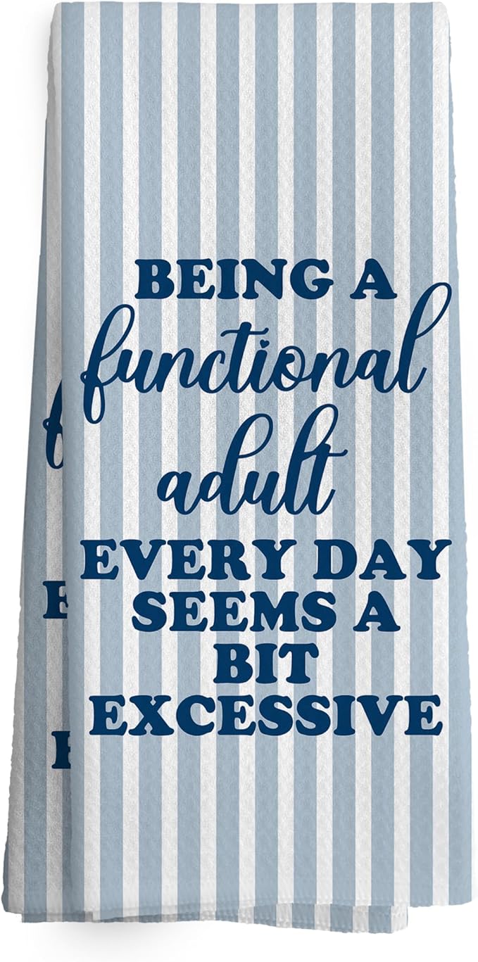 Funny Sarcastic Adult Blue Stripe Dish Towels 16x24 Inches, Decorative Absorbent Hand Tea Kitchen Bathroom Towels
