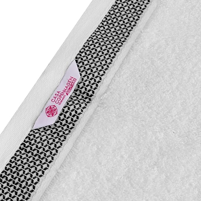 CASA COPENHAGEN Solitaire Towel, 2 Piece Bath Sheet Towel Set- White, 600 GSM Designed in Denmark Made of Soft Egyptian Cotton for Bathroom, Kitchen & Shower