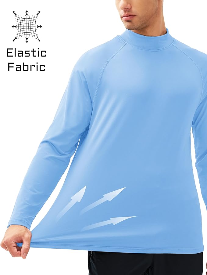 MAGCOMSEN Men's Thermal Shirt Mock Turtle Neck, Fleece Lined Long Sleeve Undershirts, Athletic Warm Base Layer Winter Top