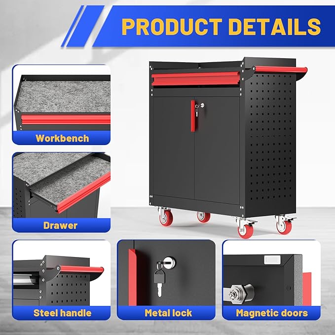 Eltean Metal Grill Cart - Outdoor Grill Cart with Storage,Grill Table with Wheels,Outdoor Bar Cart with Adjustable Shelf for Kitchen Prep and Patio BBQ