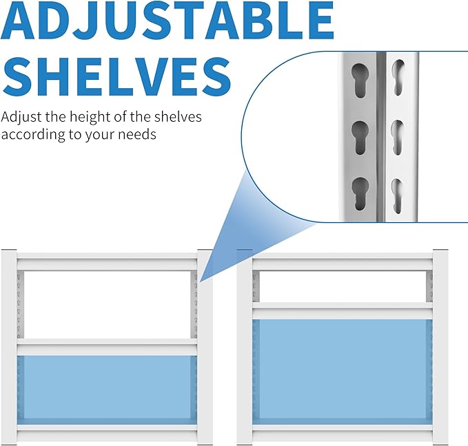 White 3-Tier Metal Shelving Heavy Duty Small Storage Racks, Utility Garage Shelving Organization for Basement Workshop Pantry Balcony