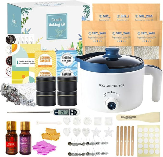 Candle Making Starter Kit for Adults, Soy Candle Maker Set with Wax Melter, Premium Wax Melts Pot Kit to Make Your own Candles