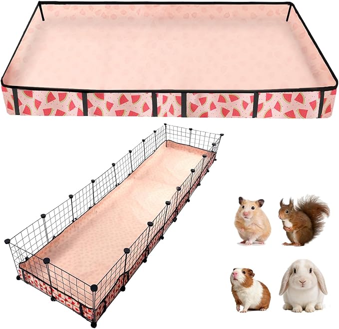 Waterproof Guinea Pig Cage Liners, Washable & Reusable Small Animal Cage Mat, for Rabbit, Hamster, Chinchilla, Hedgehog (Watermelon),C&C 24x96 inches