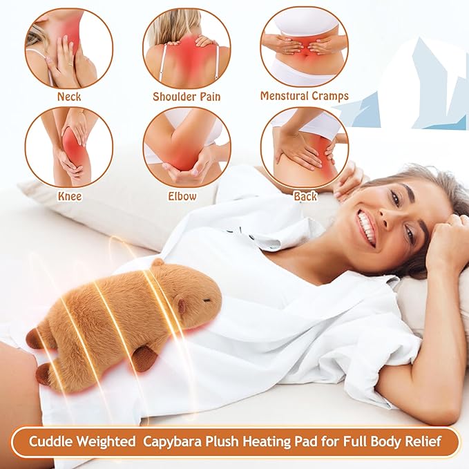 1.8lb Capybara Microwavable Heating Pad-14'' Cuddly Capybara Heating Pads for Cramps &Period Pain Relief for Women,Heatable & Coolable Stuffed Animals Bedtime Birthday Gift for Women Kids