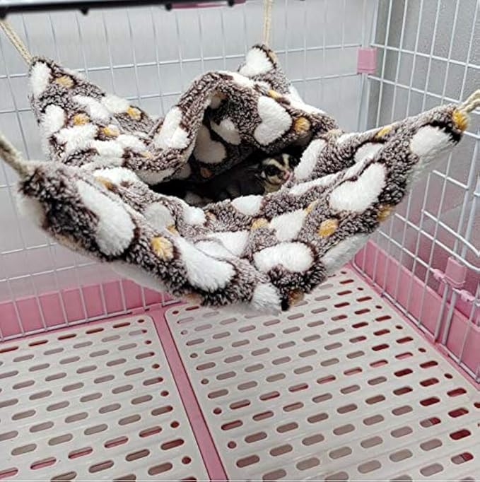 ISMARTEN Small Animal Hanging Hammock, Pet Hanging Nap Sack Sleep Bag Bed, Cage Hammock Beds for Ferret Guinea-Pig Sugar Glider Hamster Rat Mice Chinchilla Flying Gerbil and Squirrel