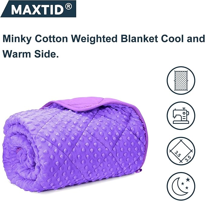 MAXTID Violet Weighted Blanket for Kids 5lbs 36inx48in for Children 30 to 70lbs Child Heavy Blanket Purple