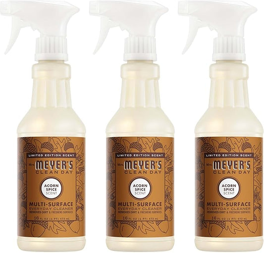 MRS. MEYER'S CLEAN DAY Multi-Surface Everyday Cleaner, Acorn Spice Scent, 16 Fl Oz Bottle - 3 Pack