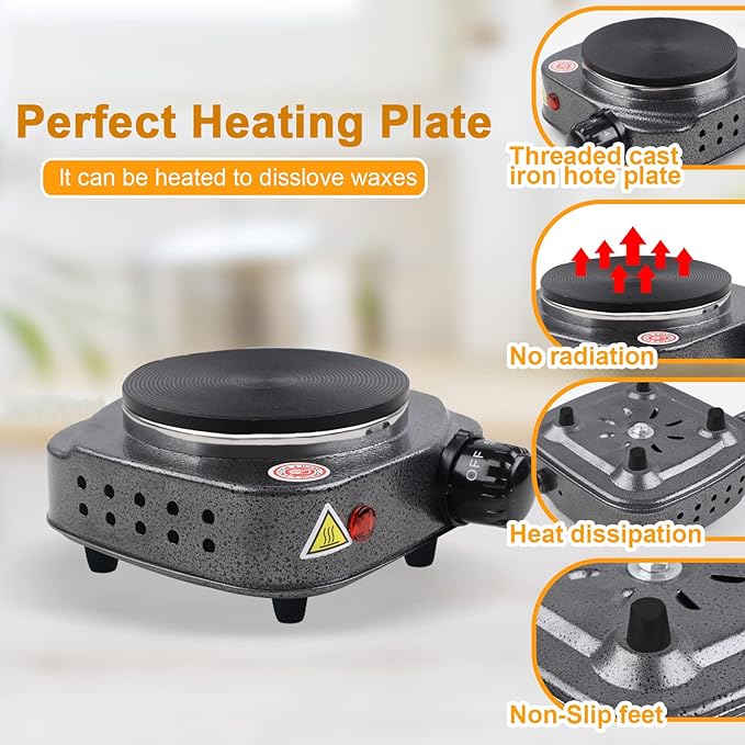 BBAXI Candle Making Kit with Electronic Hot Plate,Candle Wax Melter for Melting,Including Melting Pot, Hot Plate,1lb Soy Wax,Stain Spoon,Cotton Wicks,Center Devices,Wick Stickers