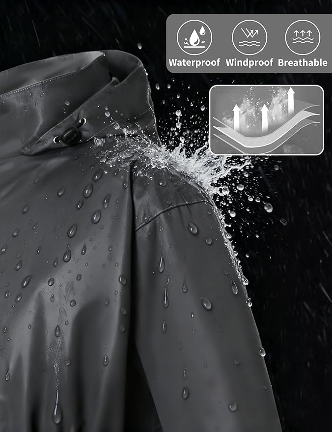Rain Suit for Women Waterproof Hooded Rain Gear Rain Jacket and Pants 2 Piece Breathable Rain Coat Outdoor