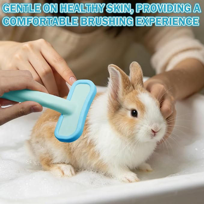 2Pcs Rabbit Bunny Soft Brush, Practical Brush for Rabbits Grooming, Soft Silicone Small Animal Massage Comb, Bunny Grooming Kit Supplies Suitable for Cats Puppies & Other Pets(Blue)