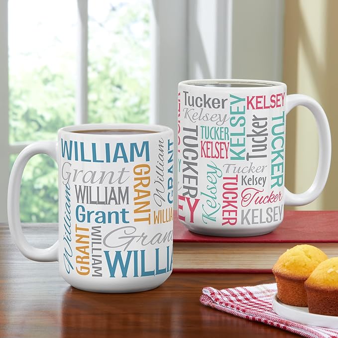 Let's Make Memories Personalized Your Name Signature Mug - Custom 15oz Coffee Mug - Stocking Stuffer - For Christmas - Purple/Gold
