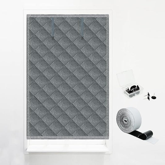 Window Insulation kit, 3-Layer Cotton Thermal Insulated Window Cover 37 Inch x 80 Inch Oxford Winter Window Covering Velcro Insulation Curtain for Cold Weather to Keep Warm (40inches X 63inches)