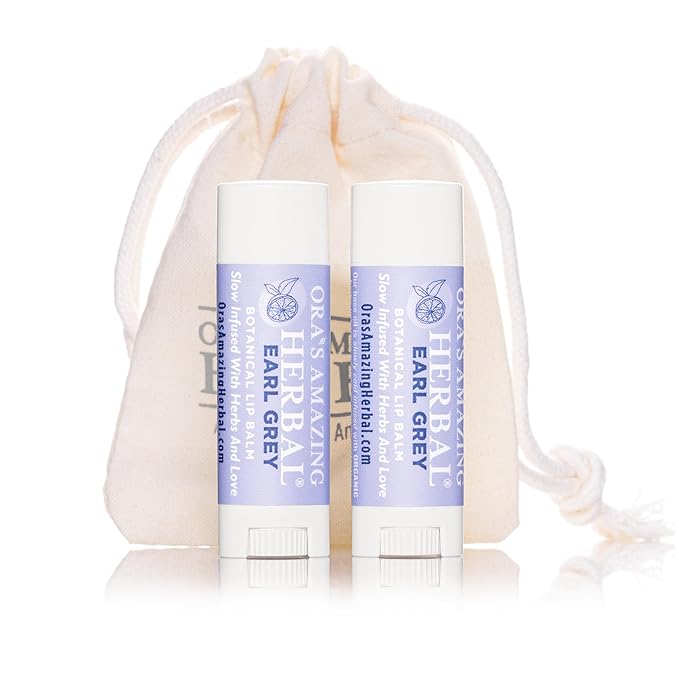 Therapeutic Intensive Lip Repair Treatment Balm 2 Pak For Dry and Cracked Lips - Natural Earl Grey Bergamot Essential Oil Scent, Herbal Infused, BPA, Paraben Free, Ora's Amazing Herbal