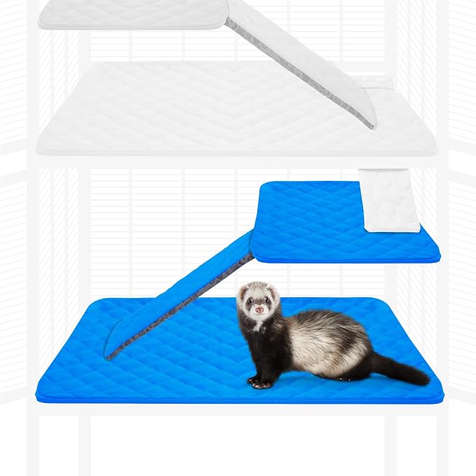 Paw Inspired Fitted Fleece Liner Set for Critter Nation 1-Story Cage, Blue | Single Unit Combo Pack for Ferret Nation/Critter Nation Cage, For Ferrets, Rats, Chinchillas, Hedgehogs, Small Animals, Pets