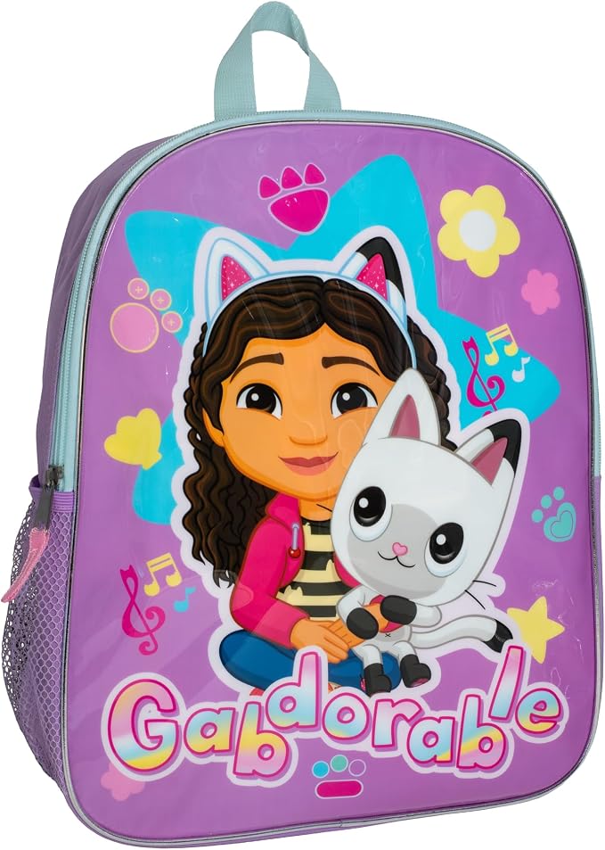 AI ACCESSORY INNOVATIONS Gabby's Dollhouse Kids Backpack, Elementary School Girls Book Bag with Padded Straps, Purple
